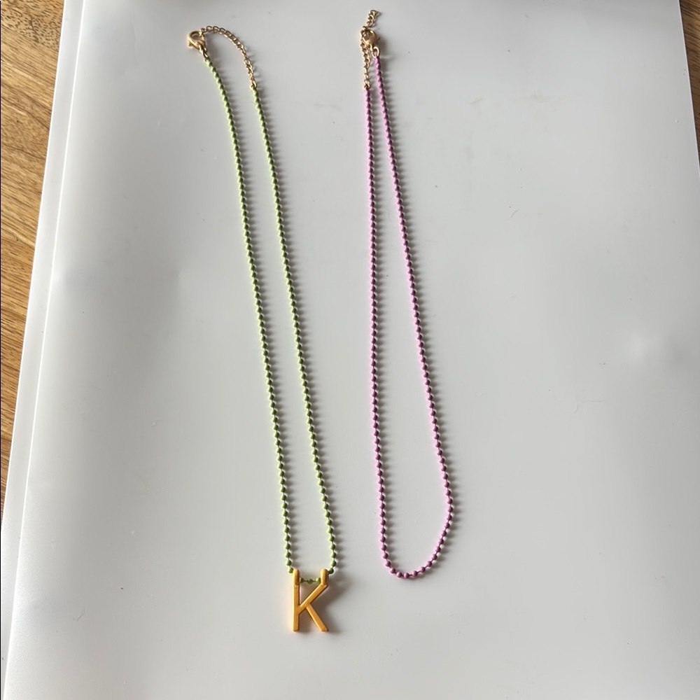 Zara Gold and Pink Initial Necklace Set